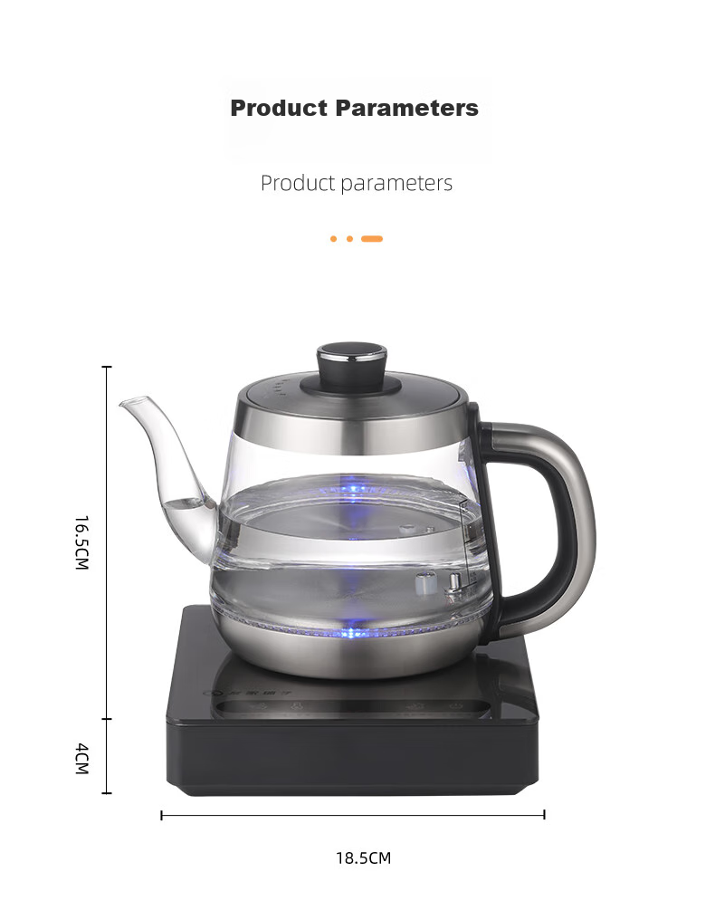 Biooner Fully Automatic Electric Kettle with Water Inlet, Glass Kettle, Tea Table Dedicated Integrated Tea Table, Coffee Table, Tea Brewing Utensils, Electric Tea Stove XT-301 Silver Gray Single Burner 1L 18