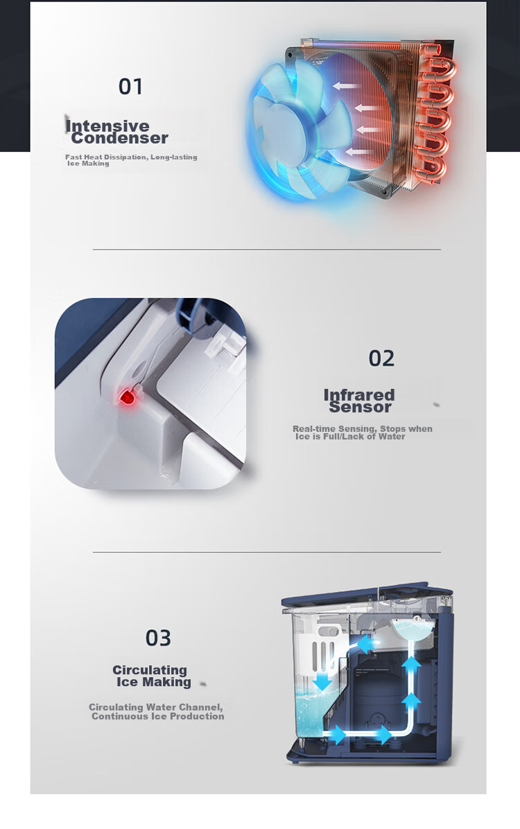 Bear Ice Maker, Home Mini Portable Ice Machine, Fully Automatic Cleaning All-In Ice Cube Maker, Office Dorm Chewing Ice Small Electronic Pop-Up Ice ZBJ-C01C5 17