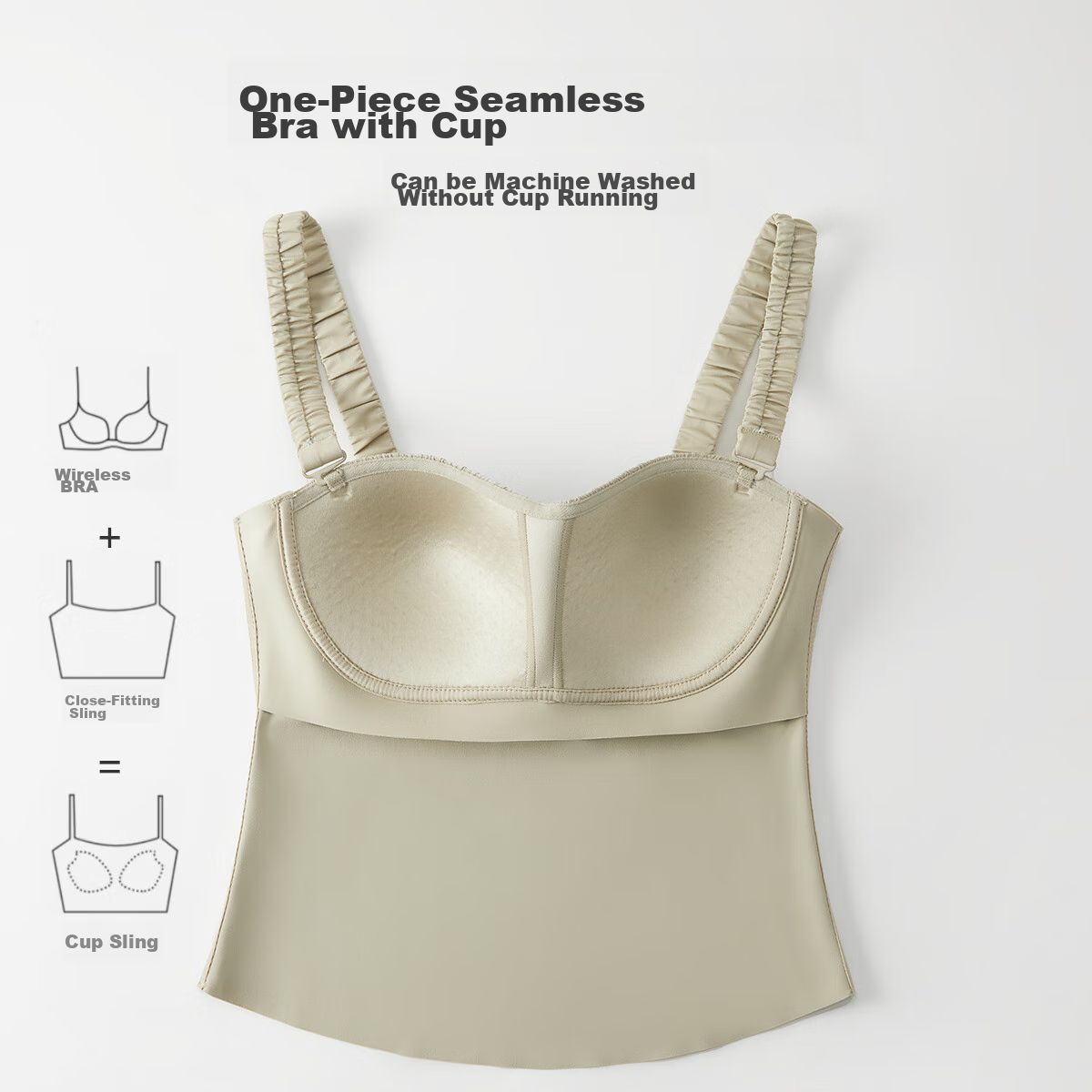 MiiOW Women's Spaghetti Strap Tank Top for Summer [Ice Silk Cool Feeling with Chest Pads Inner Wear] Beautiful Back Design Can Be Worn As Outerwear Undershirt to Conceal Side Boob