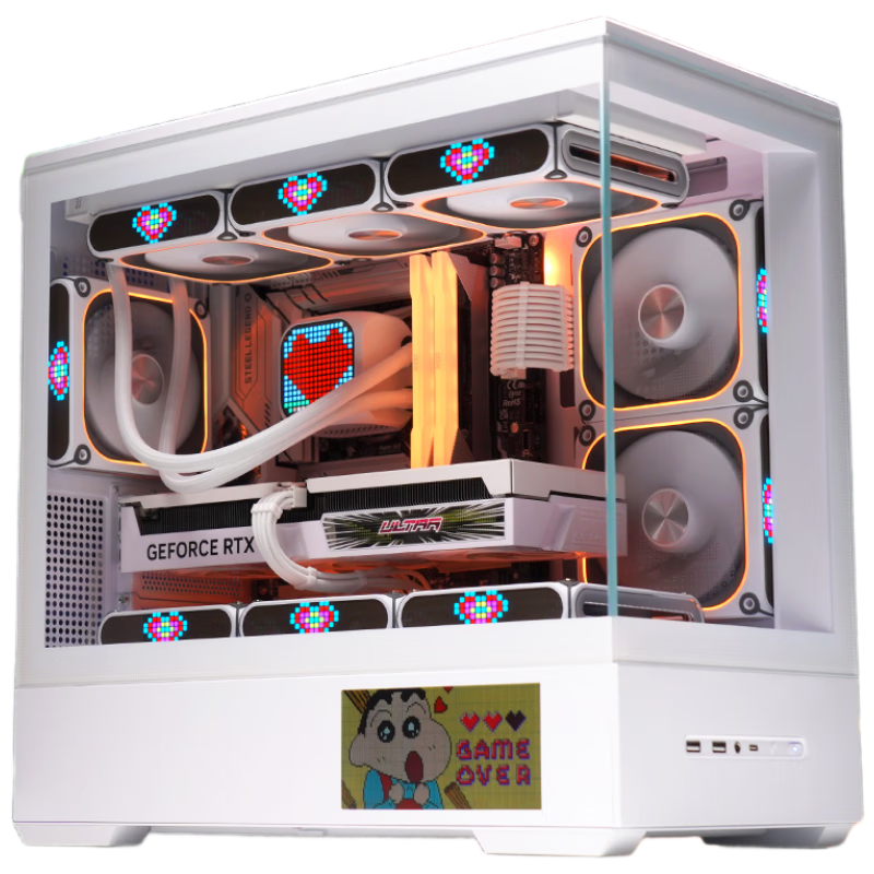 Aigo Starry Sky Display Version, White, Gaming Desktop Computer Case, Supports 360mm Water Cooling, M-ATX Motherboard, Four-Sided Quick Release, 270° Panoramic View, Supports 5090 Graphics Card