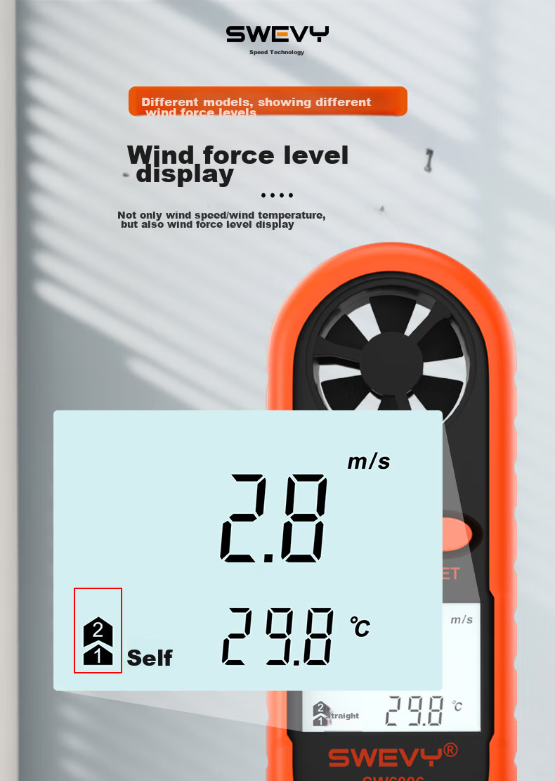 Suwei Anemometer Measures Wind Speed, High-Precision Handheld Air Flow Meter SW6016 7