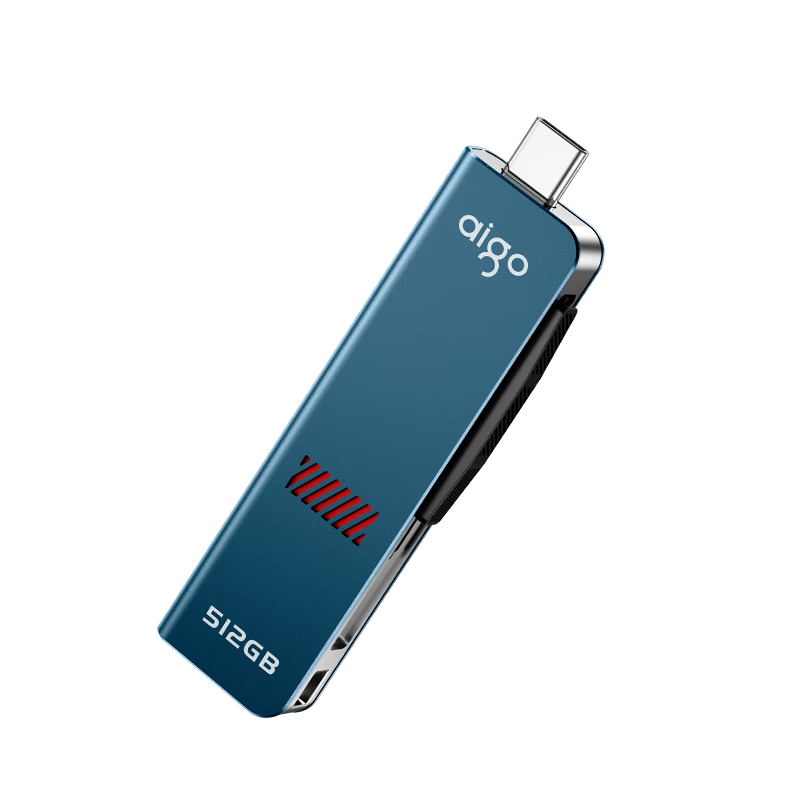 Aigo 512GB USB3.2 Type-C Dual Interface High-Speed Solid State Flash Drive U357S Read 1000MB/s for Phones, Computers, Tablets Universal Thumb Drive Hidden Push-Pull Desig