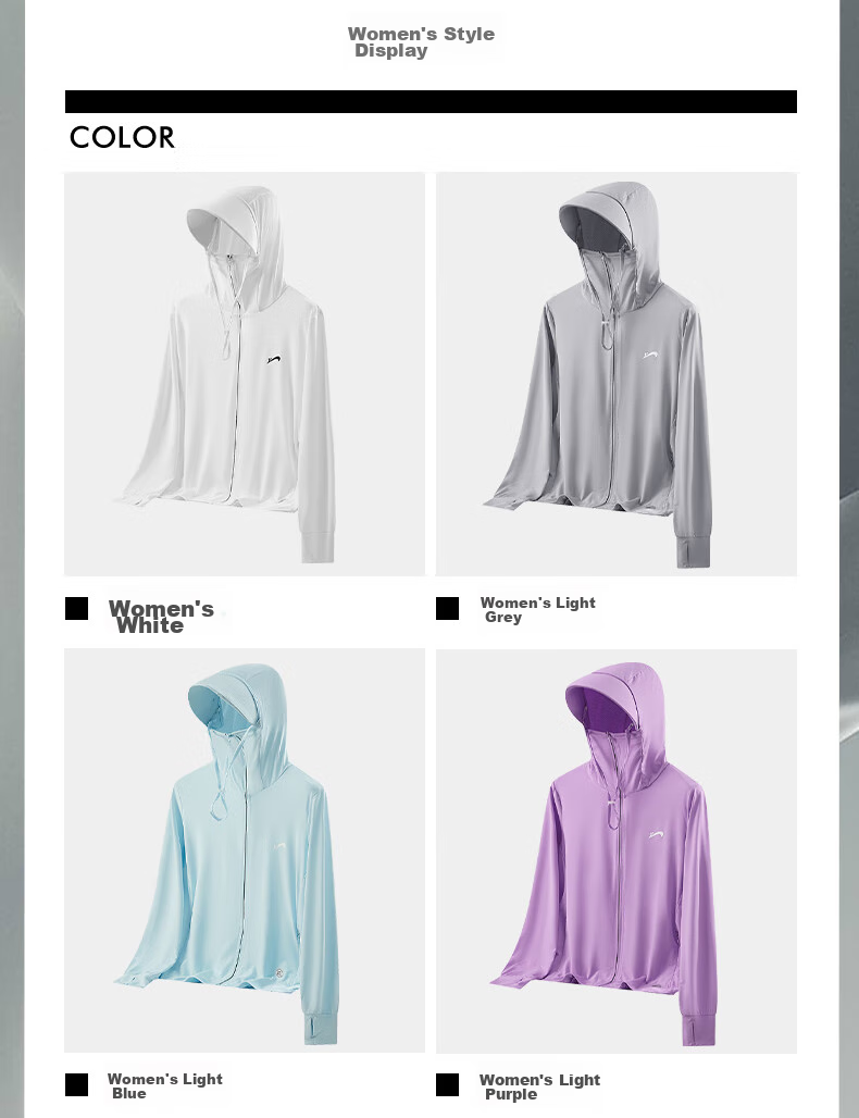 Guirenniao Sun Protection Clothing for Men And Women, Summer Lightweight Breathable Hooded Style for Young Couples, Light Blue [Women's Version], L 8