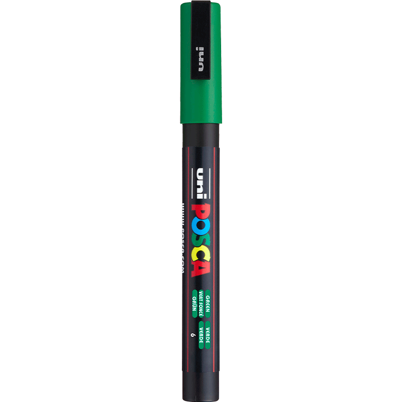 Uni Mitsubishi POSCA Acrylic Marker (Fine Tip), Green, Single PC-3M Pen, Poster Advertising Marker, Drawing Handwriting Graffiti Pen, Painting Watercolor Pen for Graduatio