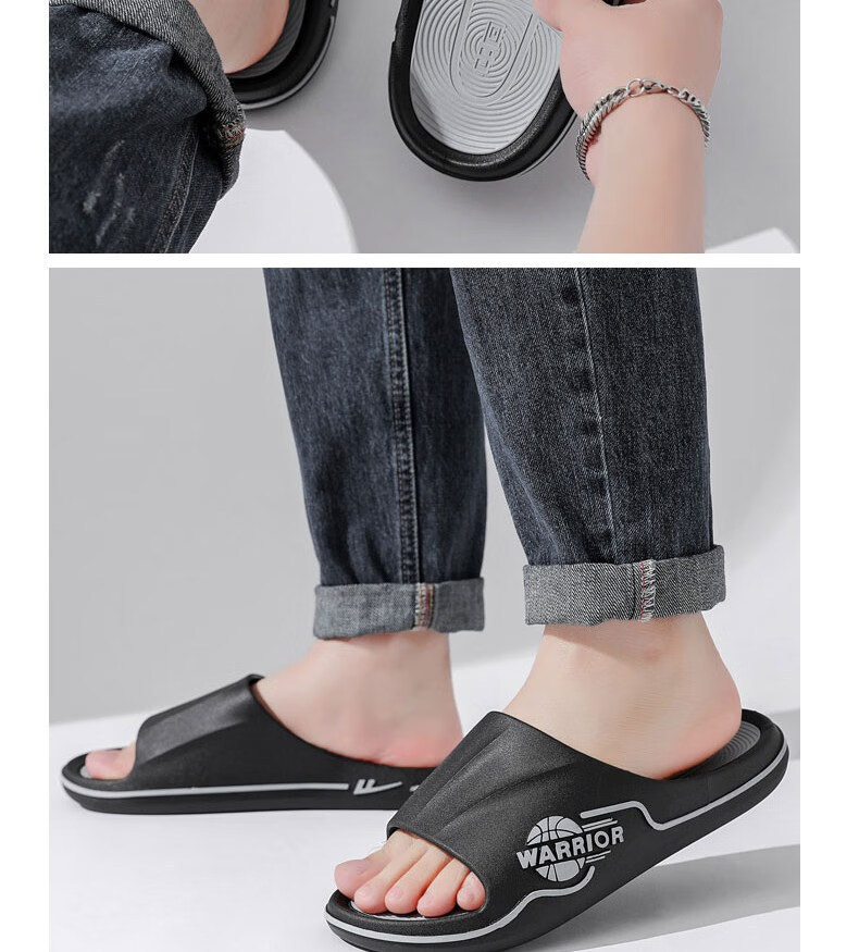 Huili Sports Slippers for Men, Indoor And Outdoor Wear, Comfortable Bathroom Soft Cushioning Non-Slip HL3986 Dark Green Black Size 44-45 28