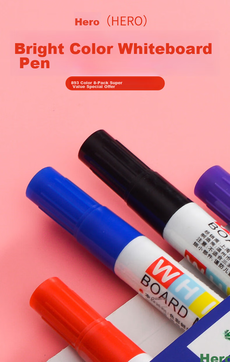 HERO Whiteboard Markers [Pack of 10], Black, 893 1