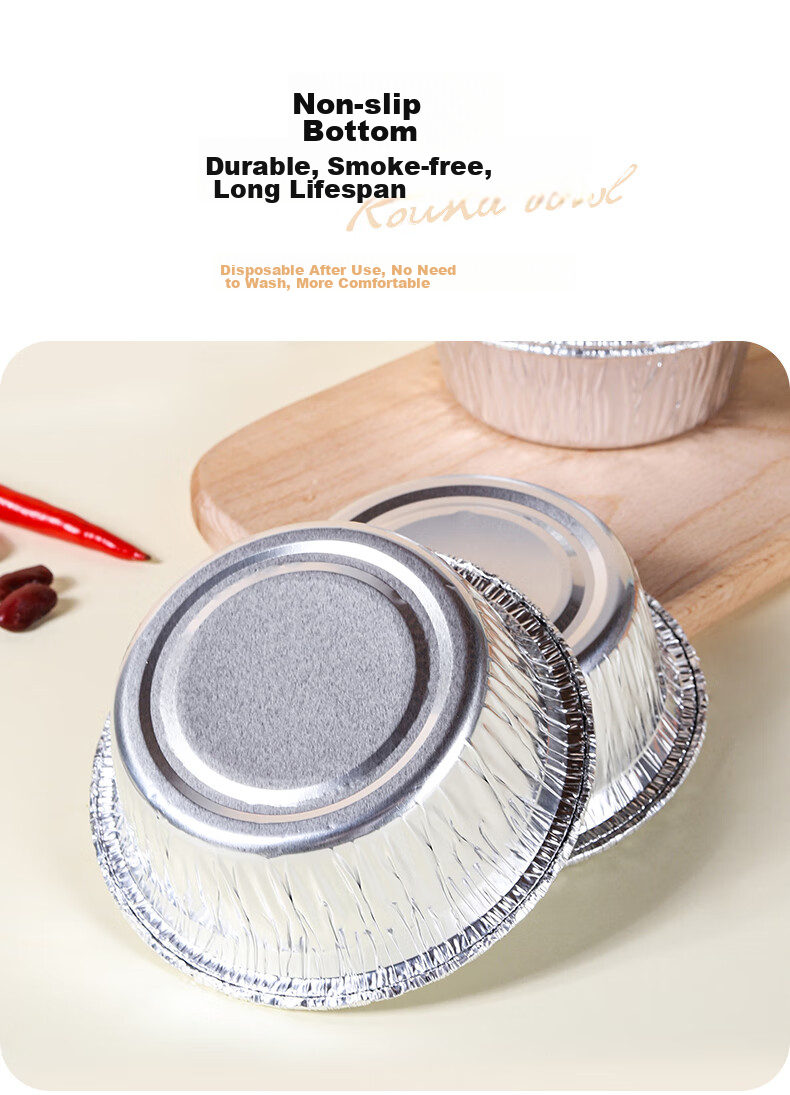 Faxilon Aluminum Foil Bowls, 50 Pieces, Air Fryer And Oven Heart-Shaped Bowls for Cake, Shrimp, Steamed Buns, And Baby Food Molds 6