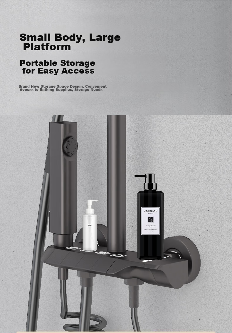 HSPA Shower Set Bathroom Shower Head Three-Piece Gun Gray Piano Key Integrated Sprinkler 5163 7
