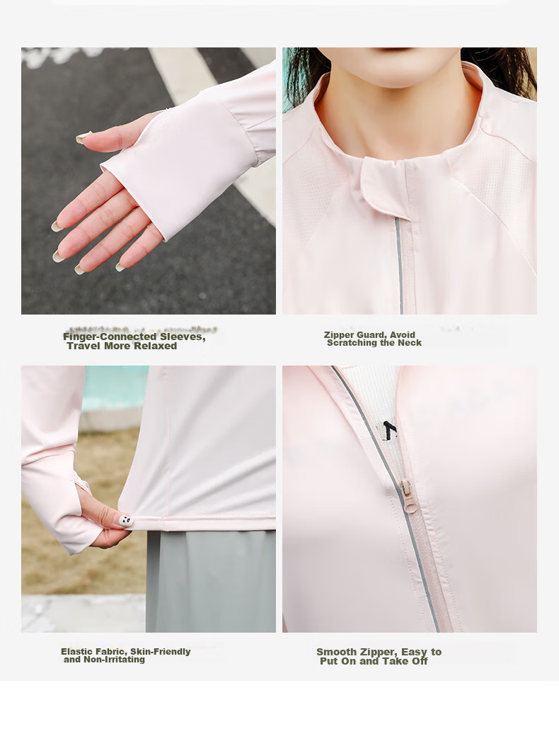LangSha Ice Silk Sun Protection Clothing for Women, Summer 2024 Outdoor Sports Sun Protection Breathable Cool-Feeling Slim-Fit Cardigan Stand Collar Top Outerwear 10