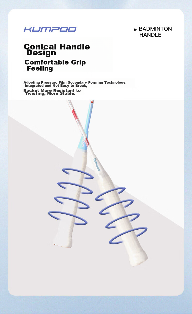 KUMPOO Badminton Racket, Full Carbon Fiber, Lightweight And Easy to Control, Durable, Versatile for Attack And Defense, Couple's Pair Racket C920 Xuelinglong + Deep Sea Blue 6