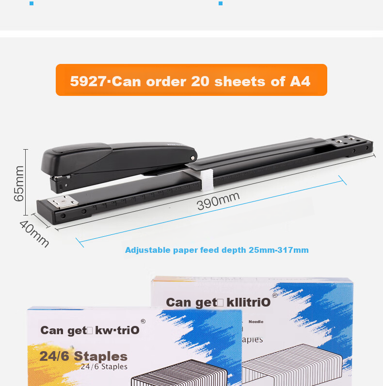 KW-Trio Heavy-Duty A3 Stapler, Office Stapling Machine, Saddle Stapler for Thick Documents, 50 Pages Capacity 4