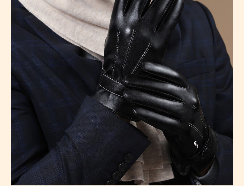 TUCANO Leather Gloves for Autumn And Winter Cycling, Men's Fleece-Lined Thick Warm Windproof Water-Resistant Touchscreen Motorcycle Riding Gloves 17
