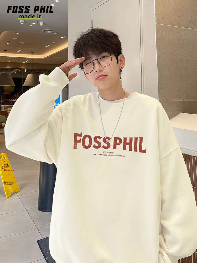 Foss Phil Casual Sweatshirt for Men, Spring And Autumn New Year Long-Sleeve T-Shirt, Base Layer for Year of The Horse Zodiac, Red Top FPW3 Size L 12