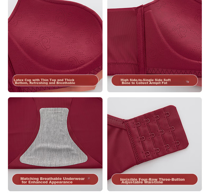 LangSha Zodiac Year Bra Set, Red Wedding, Small Chest Push-Up, Wireless, Horse Year, Side Support Bra, Women's Underwear, Size 32 29