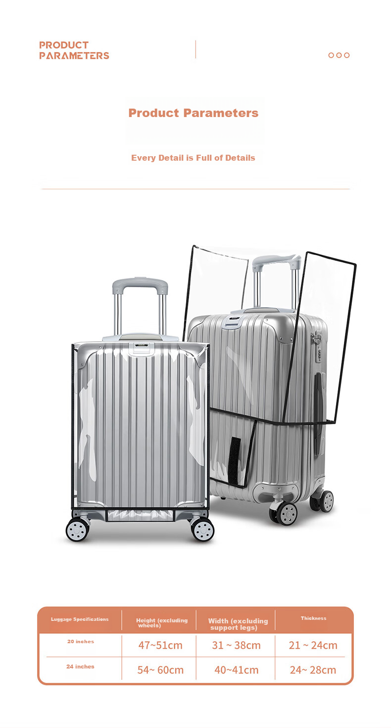 BUBM Luggage Protective Cover, Water-Resistant Suitcase Bag Strap, Thickened Wear-Resistant Travel Dust Cover, 24-Inch Trolley Case Cover 7