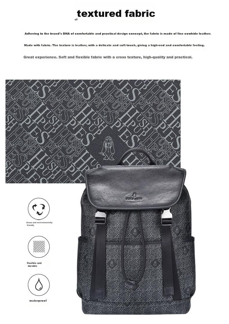 Hush Puppies Men's Backpack, Printed Simple Business Style, Large Capacity 15.6-Inch Laptop Bag, Birthday Gift 3