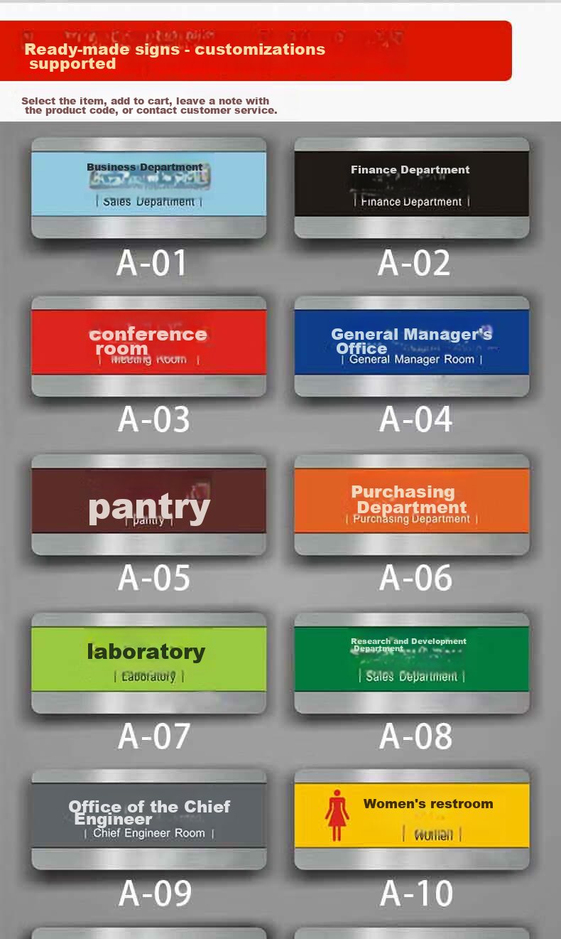 Aimohui Office Door Sign, Department Plate, Sliding Door Sign, Self-Adhesive Replaceable Mirror-Finish Silver + Transparent Inner Core, 28*12cm 6
