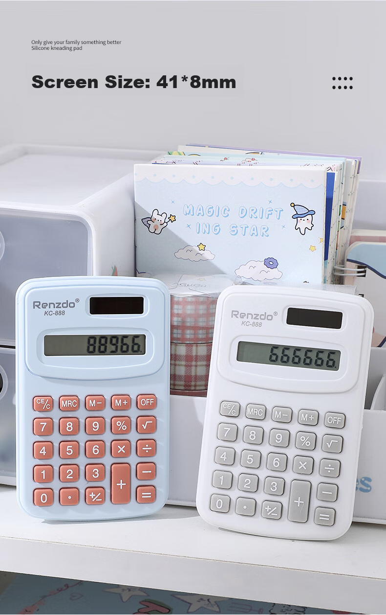 Shaonianban Calculator, Portable Silent Mini Cute Small for Primary And Middle School Students, Specialized for Accounting And Exams, Math Calculation Mini 8-Digit, Macaron Blue Color 2