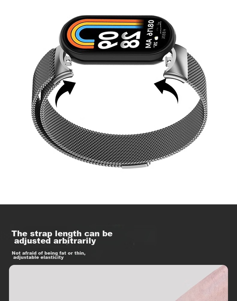 CHENSONG Compatible with Xiaomi Band 8/9/10/11 NFC Version Strap, Metal Milanese Magnetic Wristband for Xiaomi Band 8/9/10/11, Universal Replacement Silver Band for Tenth Generatio 7