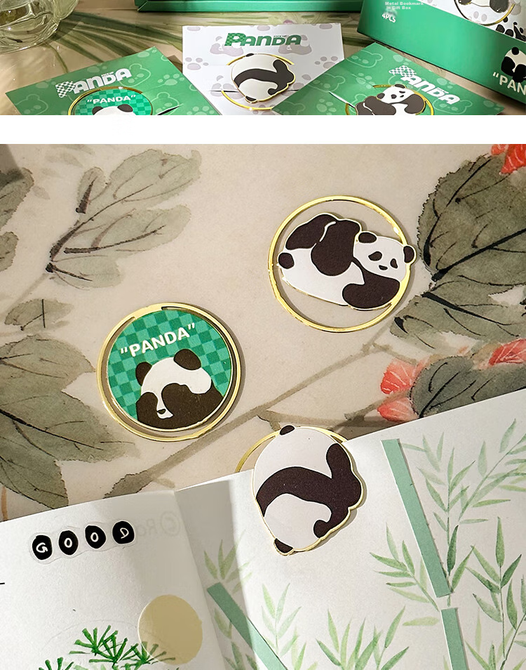 Sannianerban [Teacher's Day Gift/Almost] Bookmark Gift Box, Cute Panda Design, Metal Material, Student Stationery, Creative Gift, Holiday Present, Birthday Gift, Prize 9