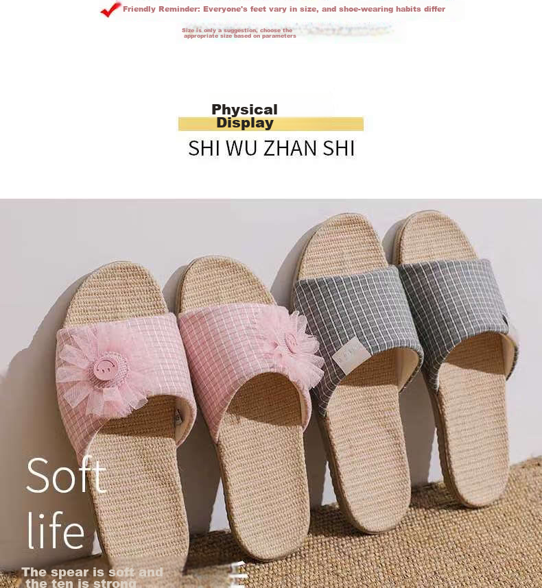 Huili Linen Slippers, All-Season Couple's Indoor/outdoor Floor Slippers, Sweat-Absorbing Cotton And Linen Sandals, HL0153 Blue Size 44-45 9