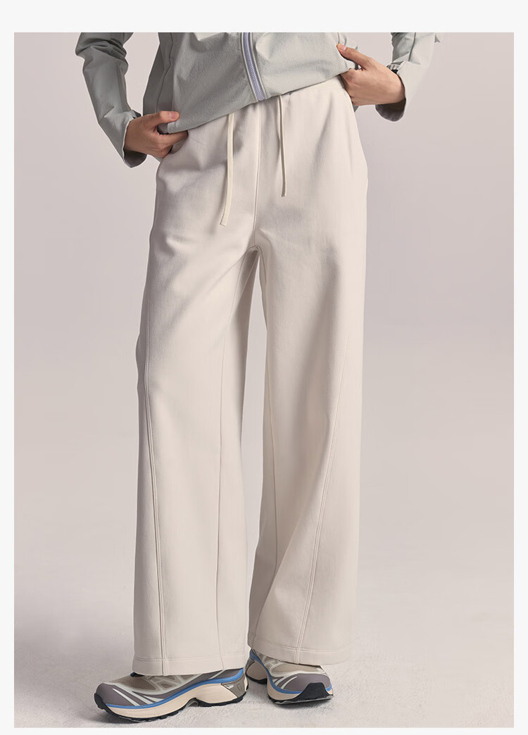 JD Original F4 Series Fleece Pants, High-Elastic Fleece-Lined Trousers for Women, Winter New Year Clothing, Cream Color, Size S 14