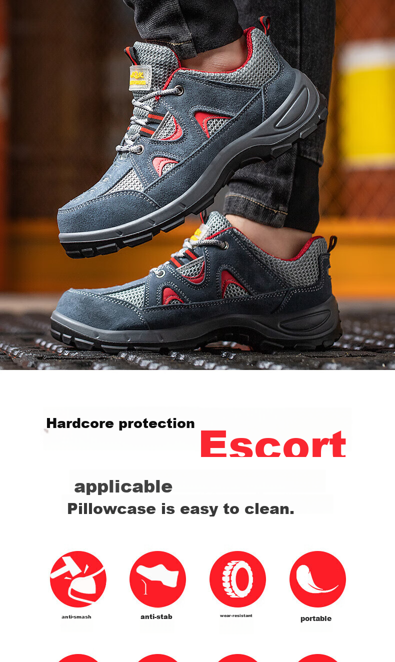 SHENGLI Safety Shoes for Men, Anti-Smashing, Puncture-Resistant, Breathable Work Shoes, Model 3350, Size 43 3