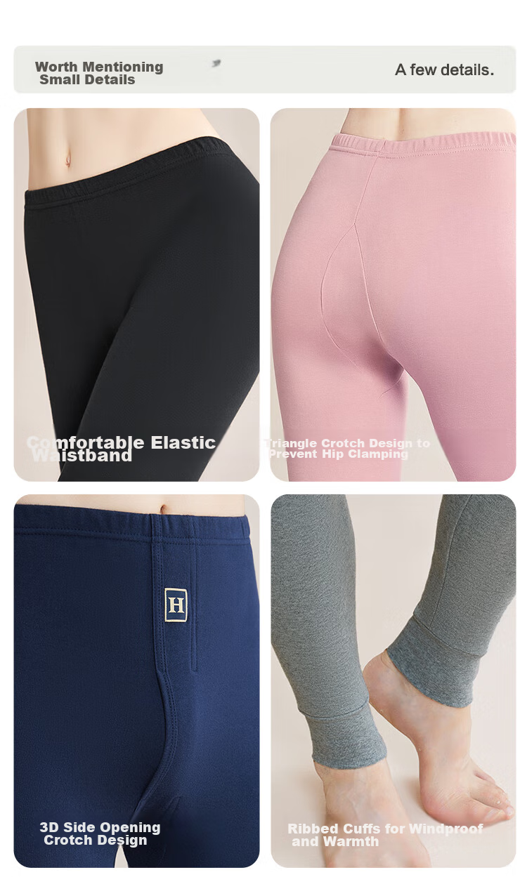 Hodo Women's Pure Cotton Thermal Underwear, Comfortable Soft Elastic Breathable Single Autumn Pants, Cherry Blossom Pink 11