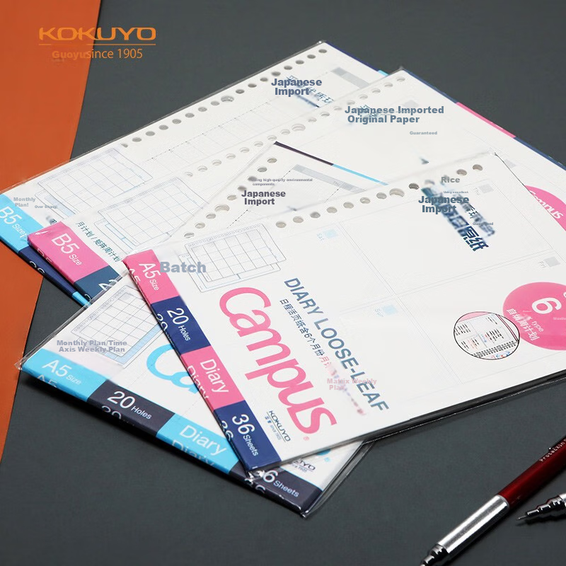 KOKUYO Campus Loose-Leaf Notebook Refill Paper with Time Line And Weekly Planner, 36 Sheets Per Book, 1 Pack WCN-CLL1