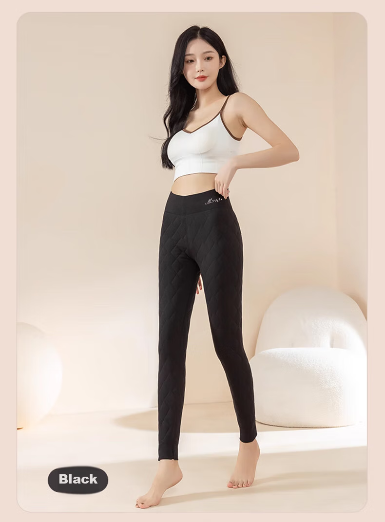 LangSha 100% Wool Thermal Pants for Women, Autumn And Winter Fleece-Lined Thick Cotton Pants, High-Waist Plus Size Slim-Fit Leggings 19