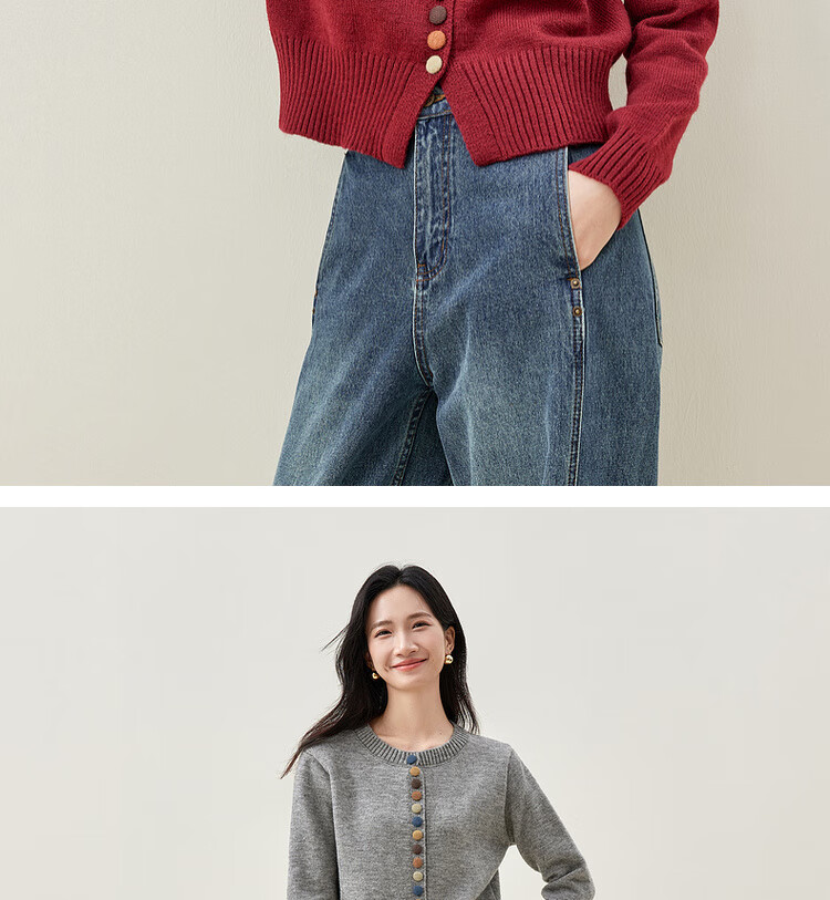 Sentubila Premium Knit Cardigan Women Autumn Winter Loose Slim Fit Petite Long Sleeve Jacket Top Dark Navy JM 15