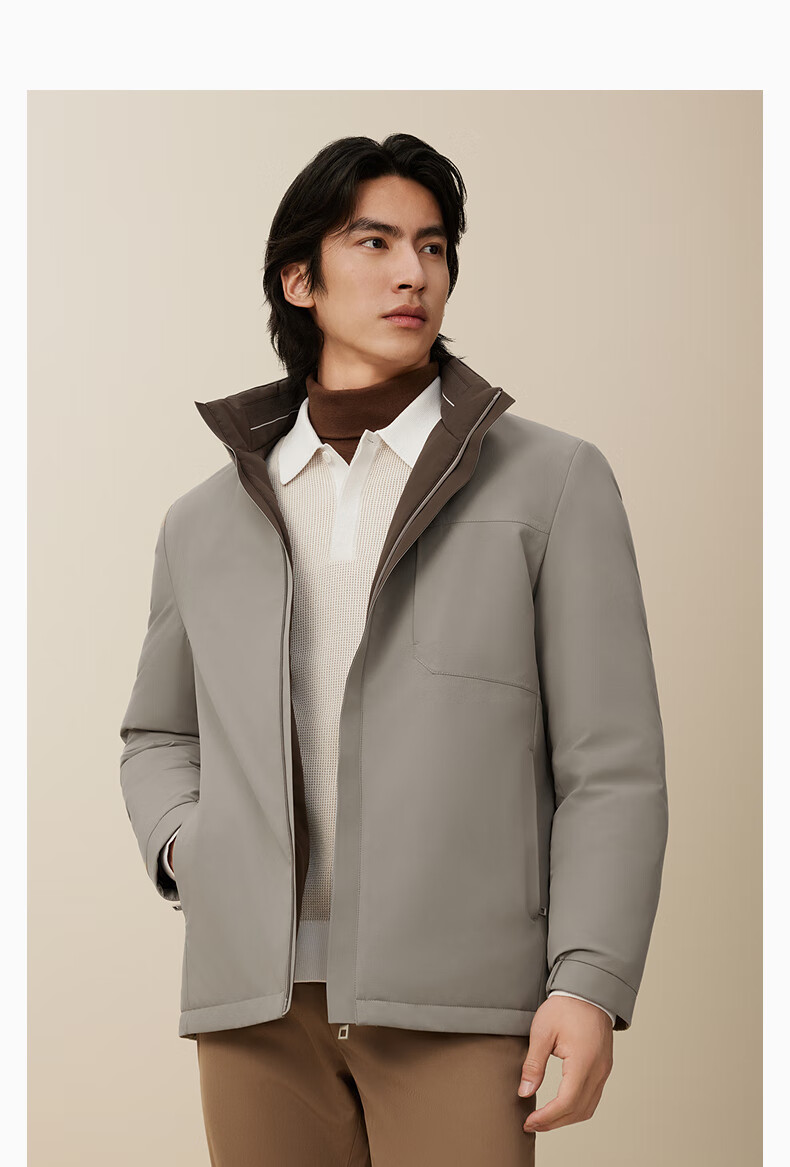 Hodo [Turn-Down Collar] Stand-Collar Executive Jacket for Men, Urban Light Outdoor Windproof Wear-Resistant High-Elasticity Coat 21