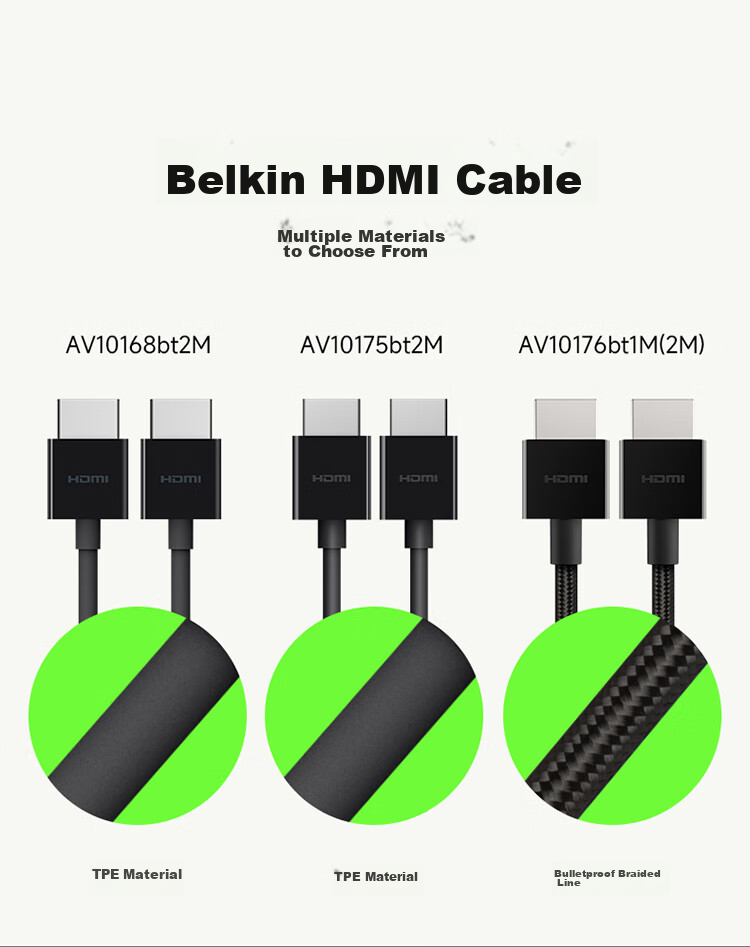 BELKIN HDMI 2.1 Extension Cable, 48Gbps Monitor Connection Cable, 4K Dynamic HDR High-Definition Video Cable, 8K Digital EARC Cable, Braided Version, 2 Meters, AV10176 2
