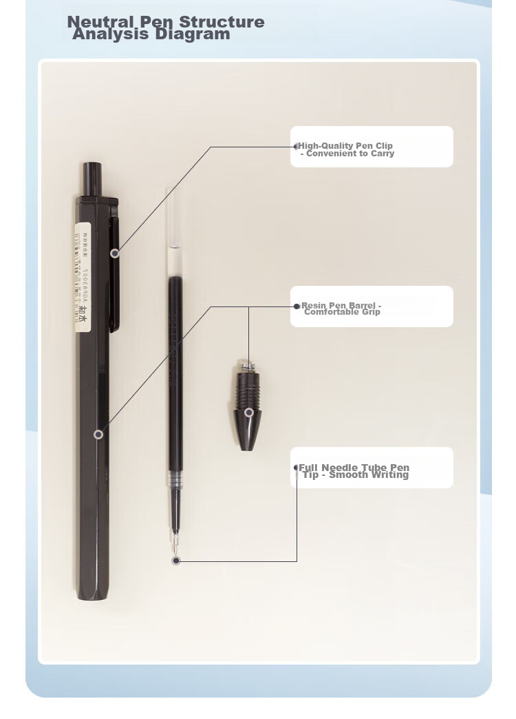 M&G 0.35mm Black Gel Pen, Retractable Full Needle Tube Signing Pen, Benwei Series Ink Pen AGP83007A, 6 Pieces 8