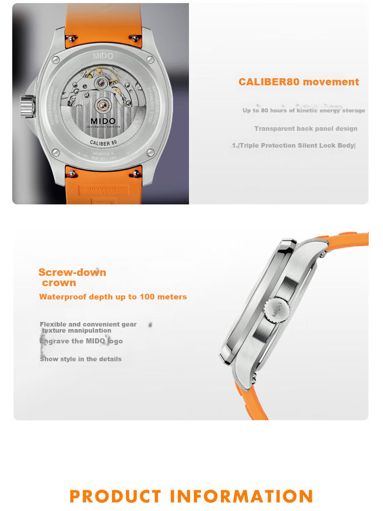 MIDO Swiss Watch, Rudder TV Large Calendar, Business Sports Casual, 80H Power Reserve Mechanical Men's Watch, Gift for Boyfriend 8