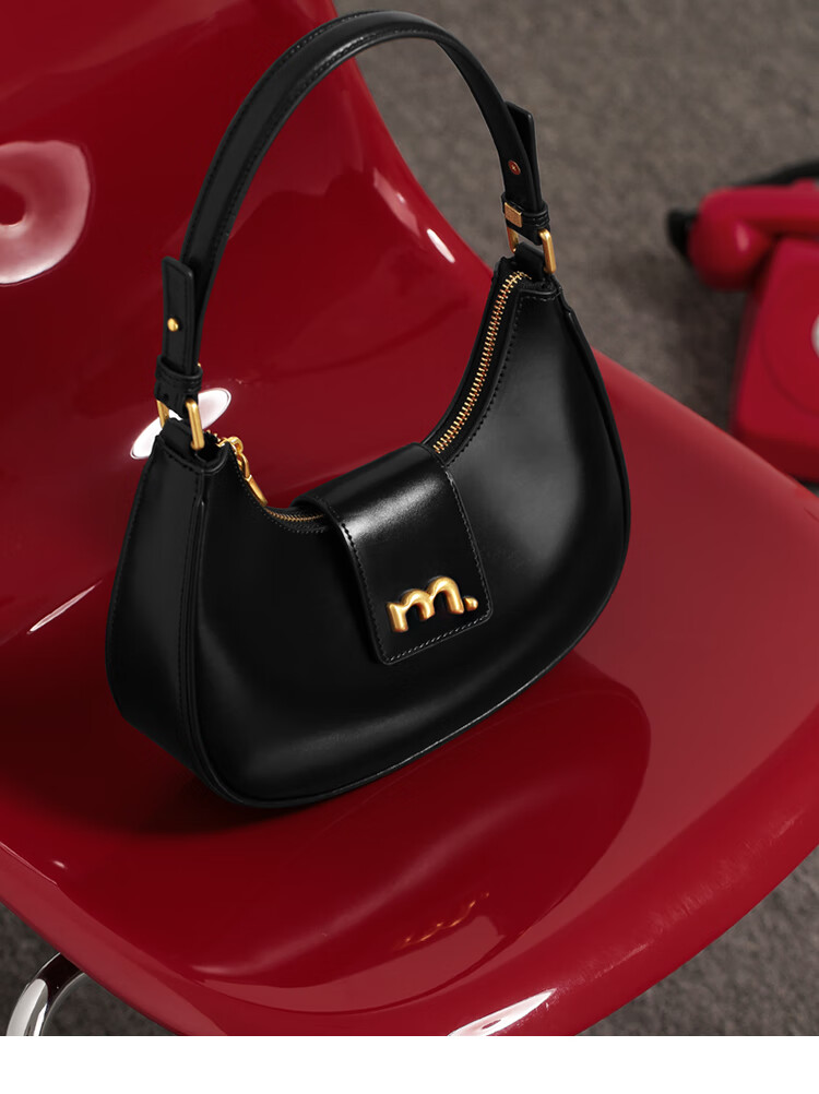 Mood Autumn And Winter Genuine Leather Crescent Bag for Women, Large Capacity Underarm Commuter Shoulder Crossbody Versatile Hobo Bag, Light Luxury Birthday Gift 4