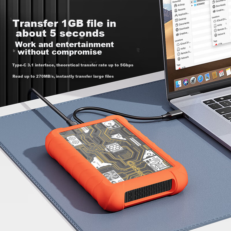 GETEA Enterprise-Grade Encrypted Mobile Hard Drive, 4TB Large Capacity, 3.5-Inch Desktop Storage, Type-C 3.1 High-Speed Mechanical Hard Drive, Metal Shell with Protective Case