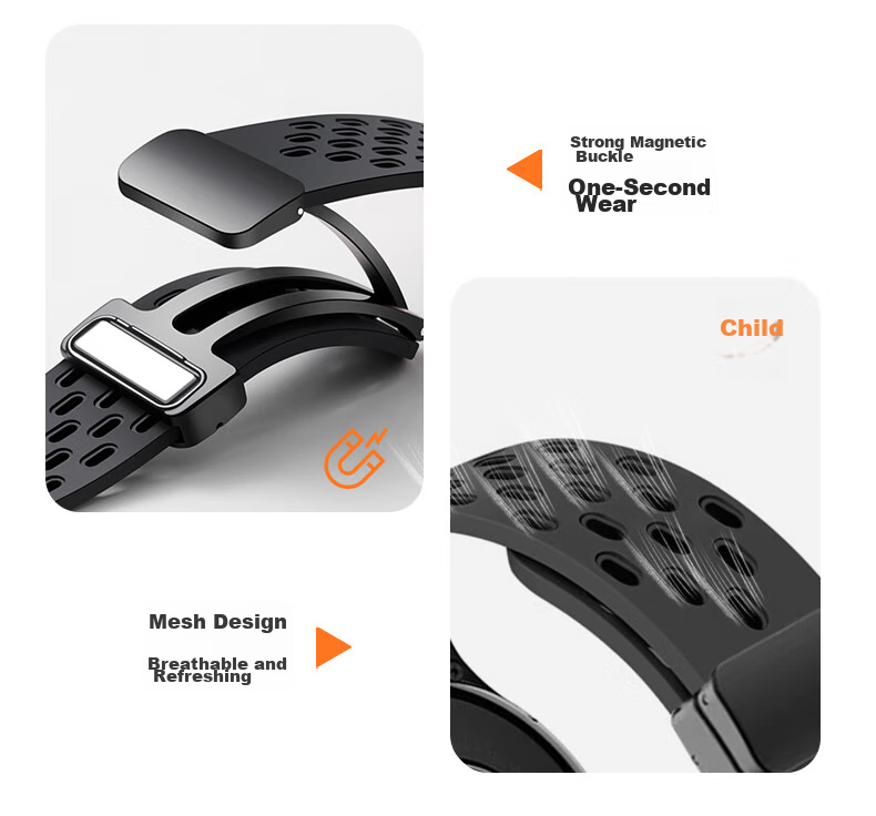 Mashi Compatible Apple Watch Band, Silicone Perforated Hollow Design for Ultra 4/3/iWatch/S12/11/10/9/8/7/6/SE, Breathable Magnetic Strap for Autum 8