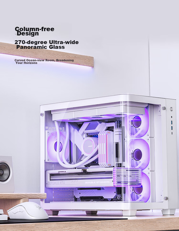 JONSBO TK-3 White Curved Panoramic ATX Case (Dual 360mm Radiator Support/ATX PSU/10 Fan Positions/Type-C Gen2 10Gbps+) 4