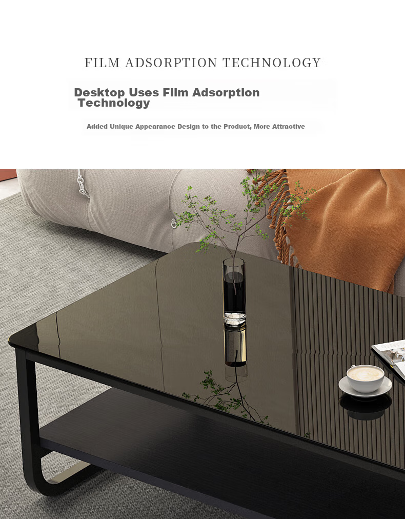 Fanshe Coffee Table, Simple Design, Tempered Glass Double-Layer Storage Coffee Table, Side Table for Small Apartments, Living Room Thickened Legs, Small Table 9