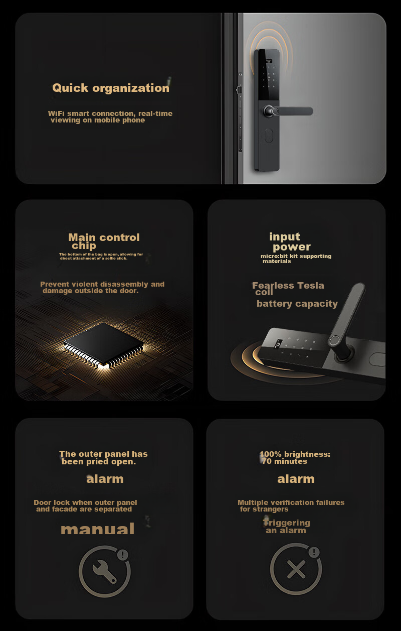 Juexiang Smart Door Lock, Password And Fingerprint Lock, Semi-Automatic Anti-Theft Lock for Homestays And Apartments, Wooden Entrance Doors, Home Electronic Lock, B50 13