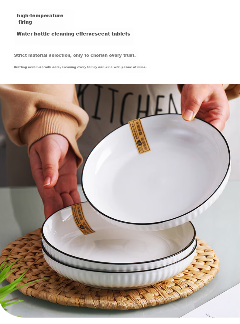 Haoya Jingdezhen Underglaze Color Simple Ceramic Bowl and Plate Dinnerware Set 28 Pieces Housewarming Gift Yan Yu Yao 4