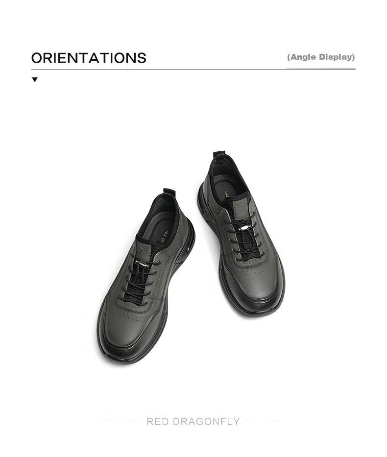 RED DRAGONFLY Men's Sports Leather Shoes, Spring And Autumn Casual Outdoor Shoes for Men, Trendy Single Shoes WTA34108 Black Size 41 3