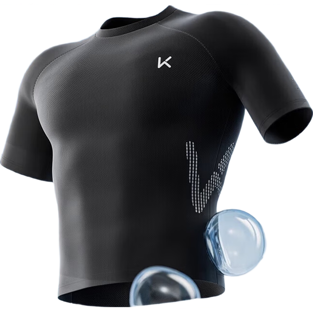 Keep Men's Short Sleeve Swim Shirt Quick-Dry Anti-Embarrassment Professional Hot Spring Surfing Swimwear Black M
