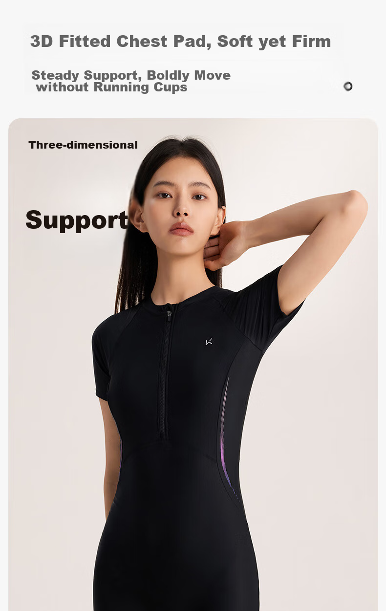 Keep Women's Professional One-Piece Swimsuit, Training Conservative Plus Size Hot Spring Swimwear, 600 Black M 8