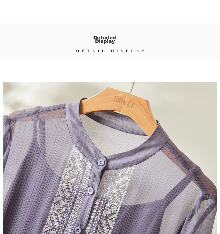 Dme [Cross Embroidery] Summer Commute Simple Chiffon Pleated Loose A-Line Dress for Wome 11