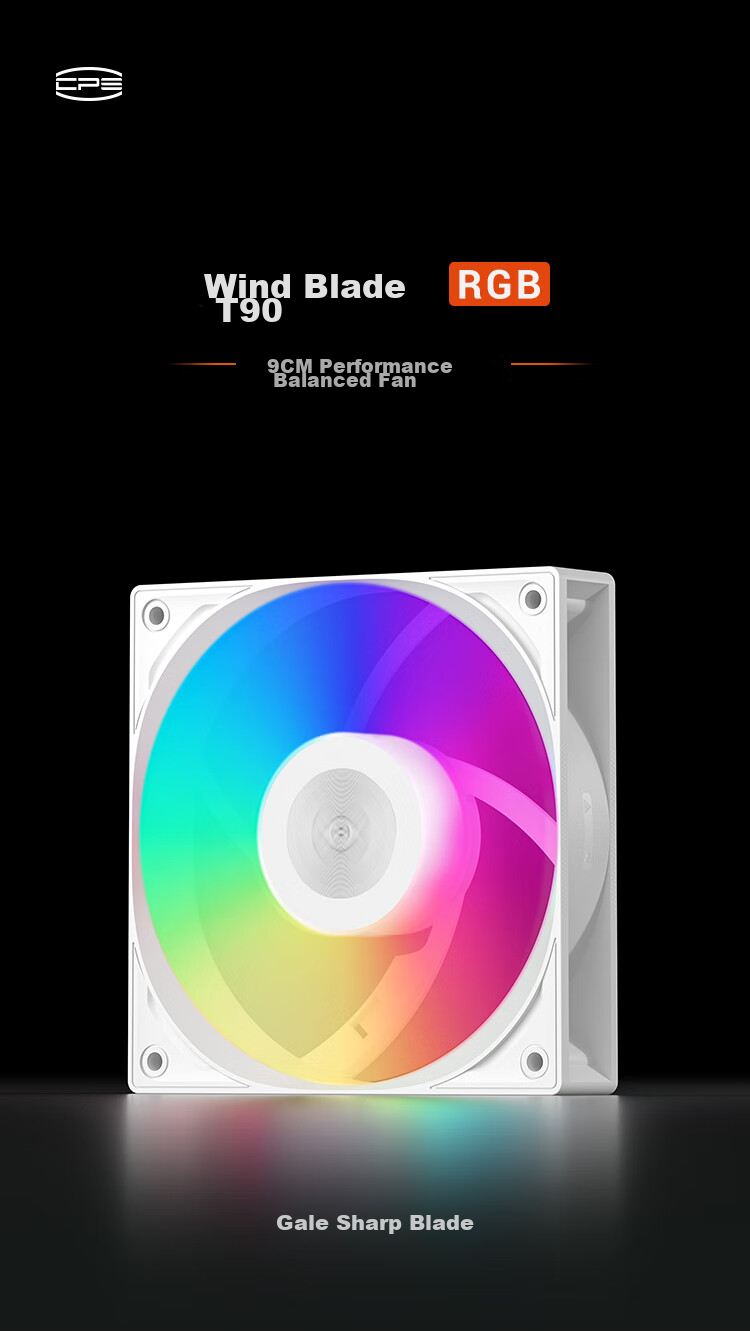 PCCOOLER Wind Blade T90 SRGB WH White Phantom 9CM Case Fan (PWM/Hydraulic Bearing/Compatible with CPU Coolers for Modification/9025 Specification) 1