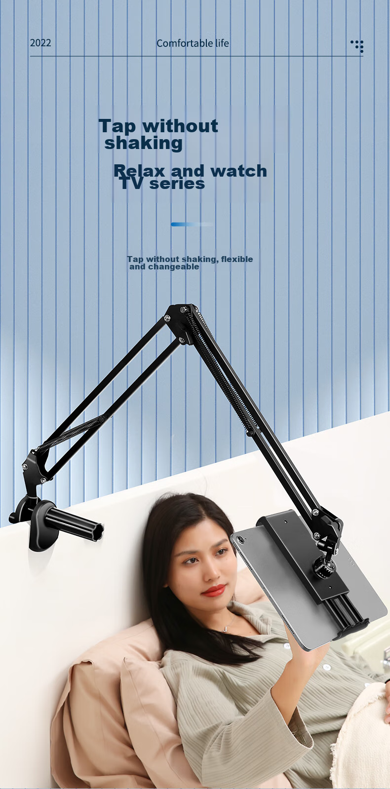 BIAZE [Ultra-Stable] Tablet Stand, Phone Holder for Online Classes And Live Streaming, Bedside Armrest Desktop Overhead Shooting Support Foldable Stand Suitable for Phones/iPads/Tablets 5