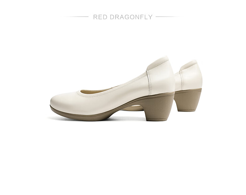 RED DRAGONFLY Chunky Heel Women's Shoes, Spring Commute Professional Leather Shoes, Soft-Soled Women's Shoes WBB15203, Black, Size 36 4