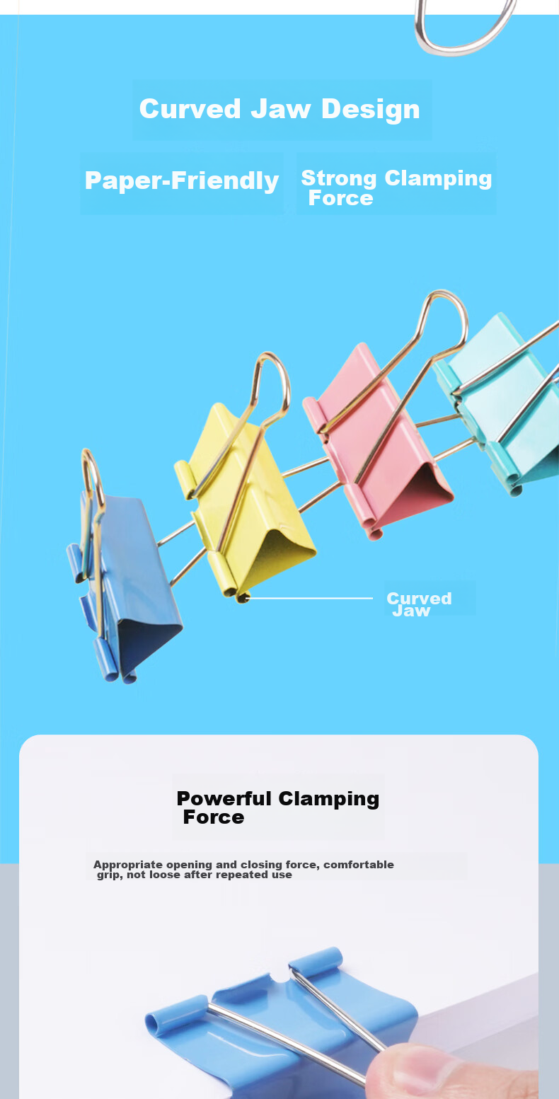 M&G Stationery Popular Product [Super Hit] #5 19mm 40 Pieces/jar Colored Binder Clips Economical Office Clips ABS916J5 6